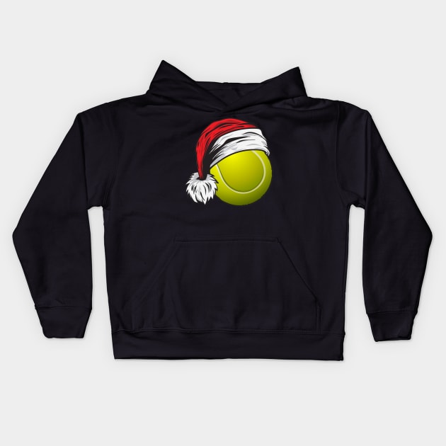 Christmas Tennis Ball With Santa Hat Funny Sport X-mas graphic Kids Hoodie by theodoros20